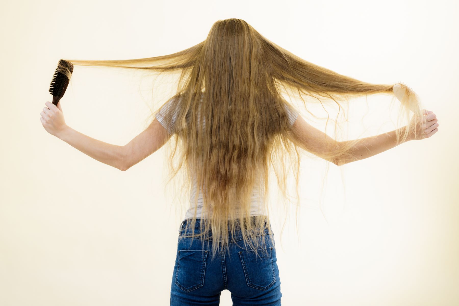 Woman with tailbone-length hair