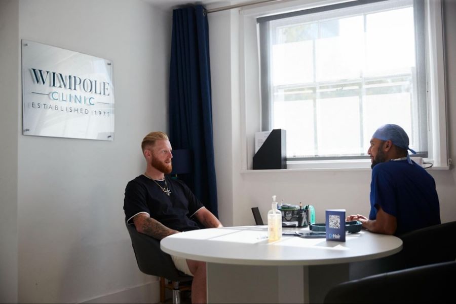 Ben Stokes at Wimpole Clinic after hair transplant