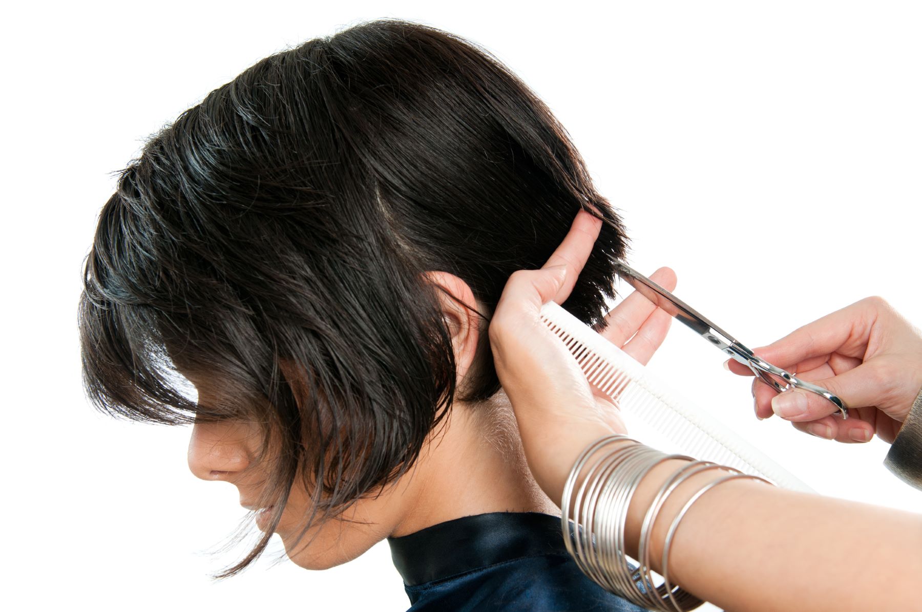 Woman cutting off dead hair