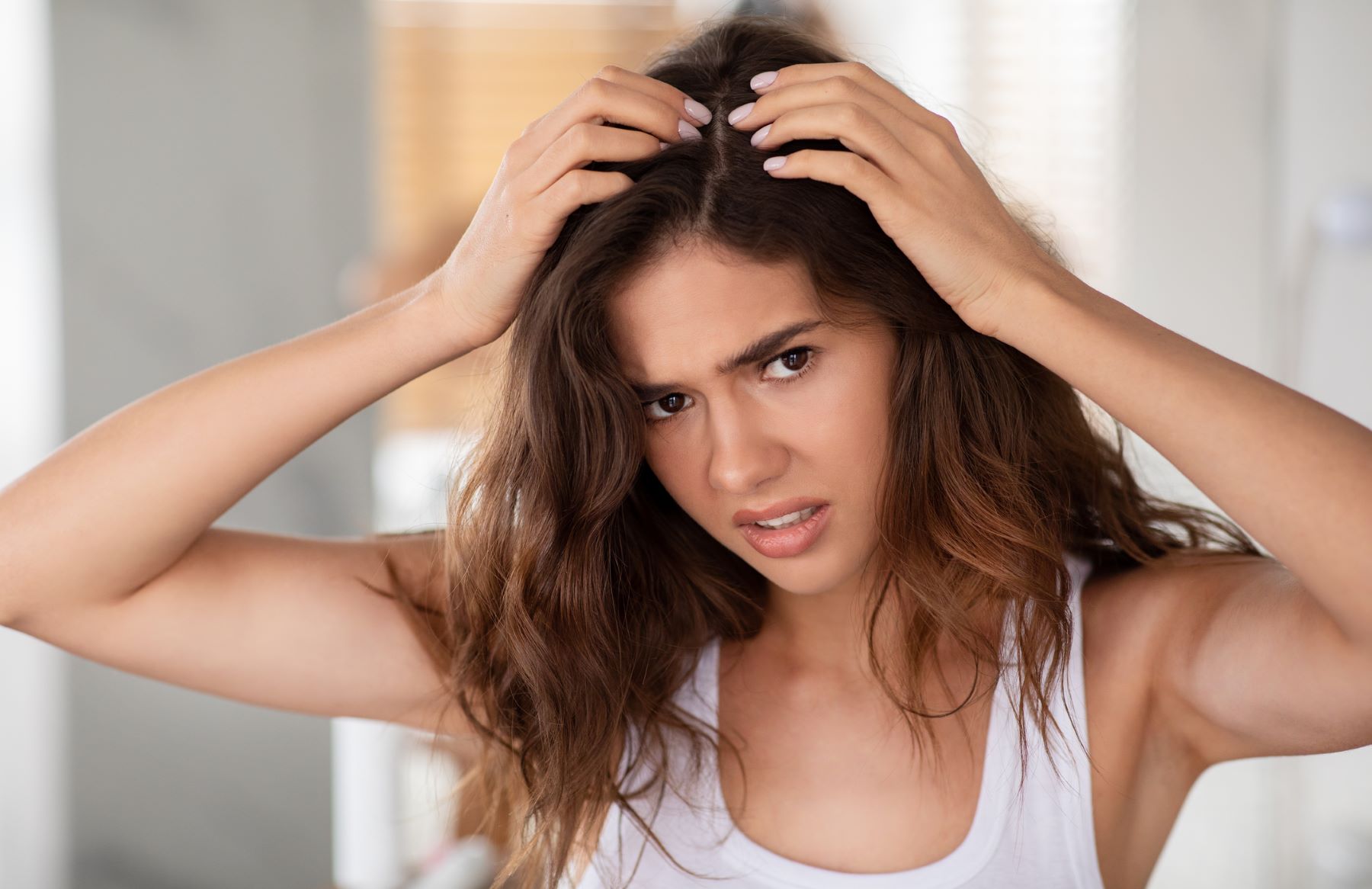 Woman with scalp health problems