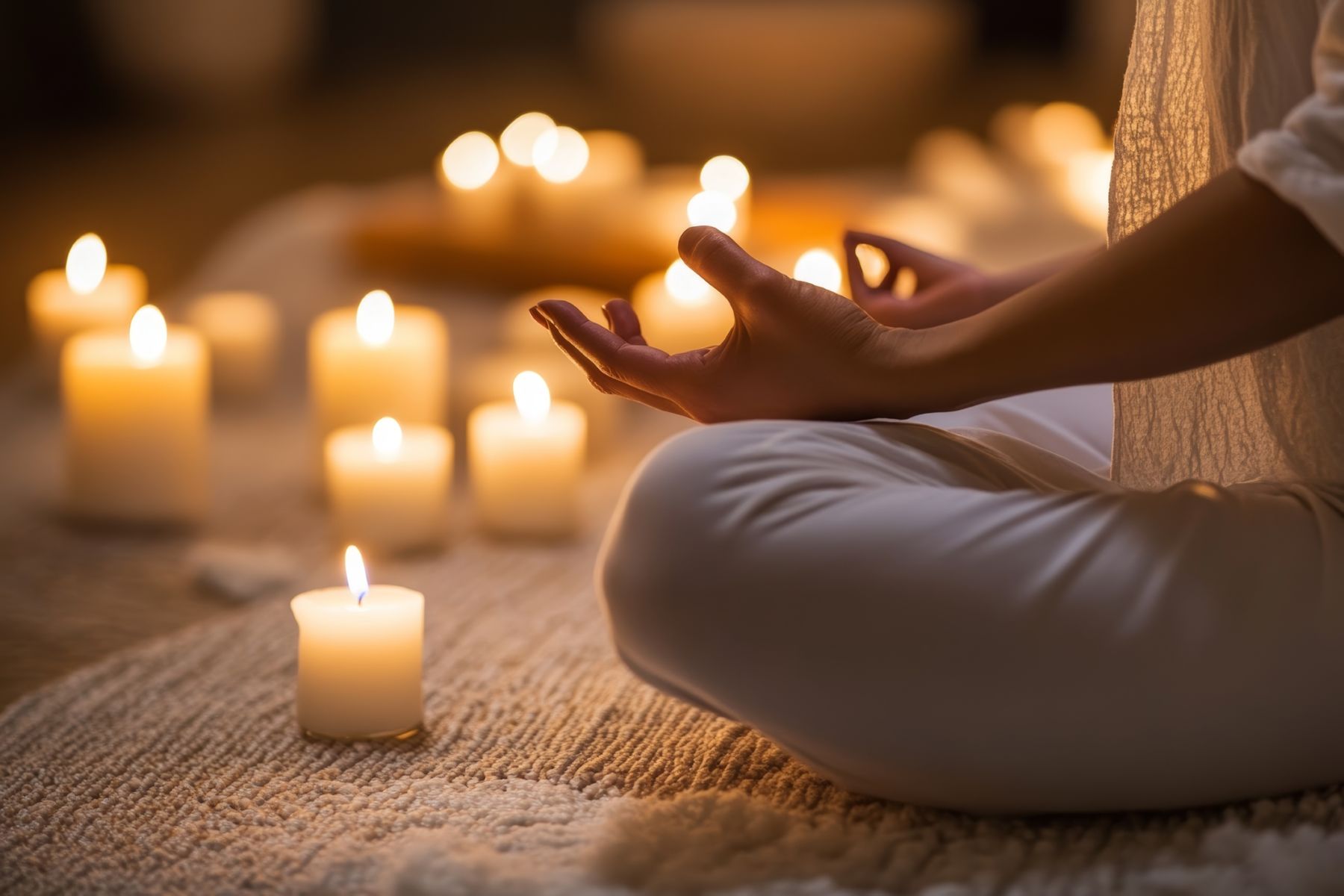 Woman meditating to reduce her stress