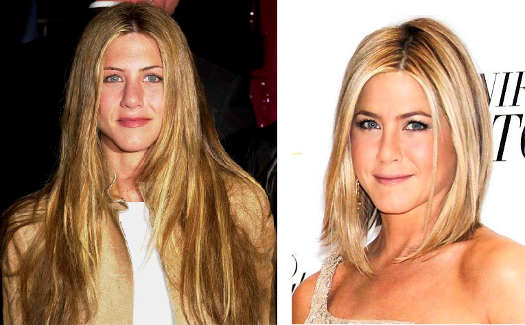 Jennifer Aniston before and after hair extensions