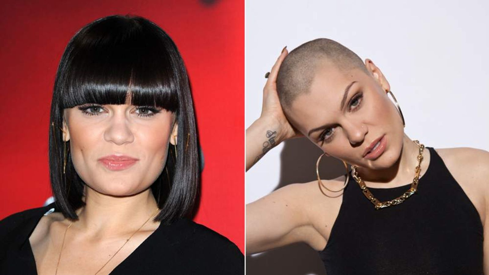 Jessie J with hair and bald