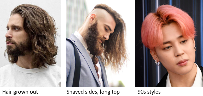 Examples of longer hairstyles that disguise temple hair loss