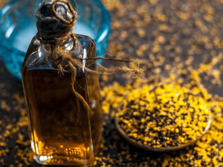 a bottle of mustard oil