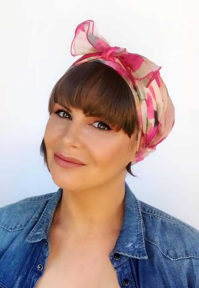 bangs with a scarf or headband