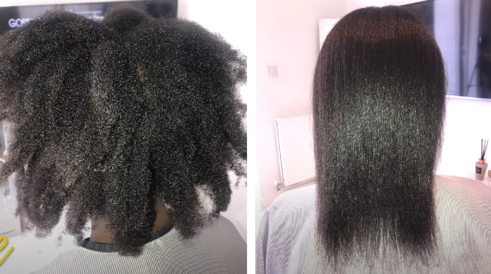 before and after keratin treatment for type 4 curly hair