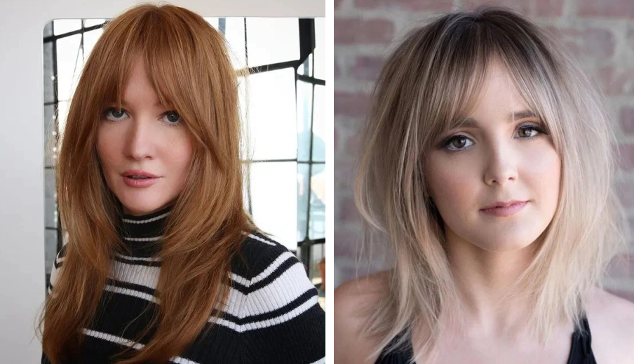 30 Flattering Ideas of Curtain Bangs for a Round Face Shape
