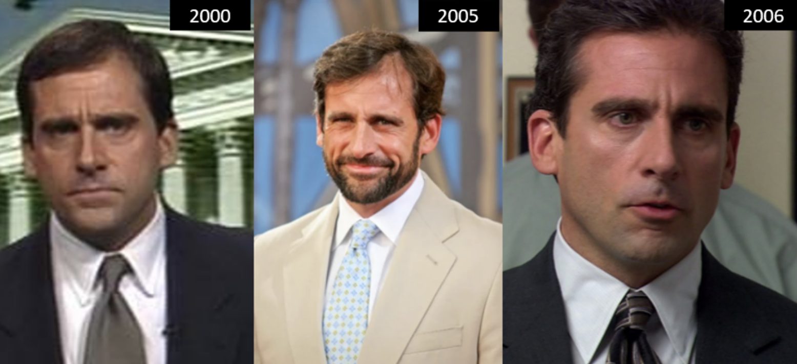 steve carell hair changes 2000-2006