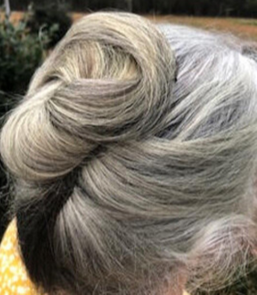 yellowing gray hair